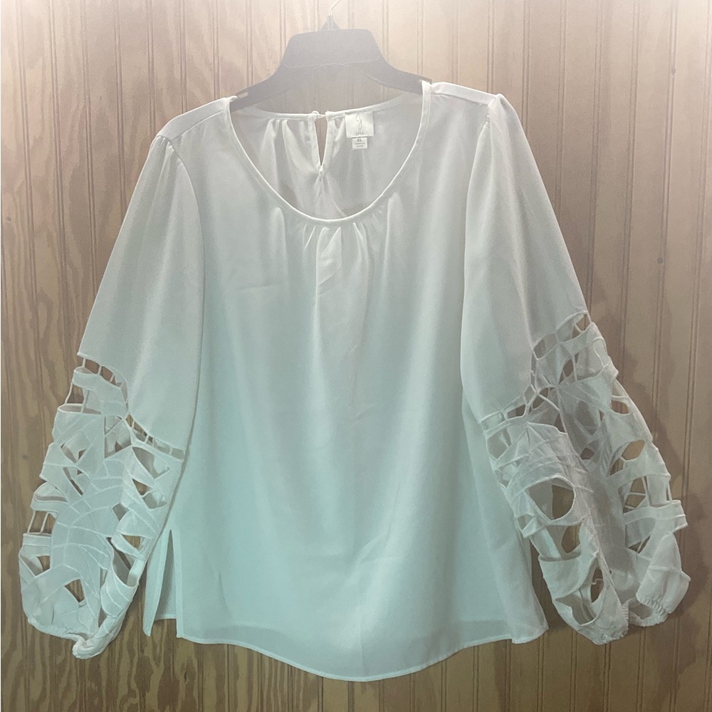 Joie White Blouse with Cutout Sleeves
